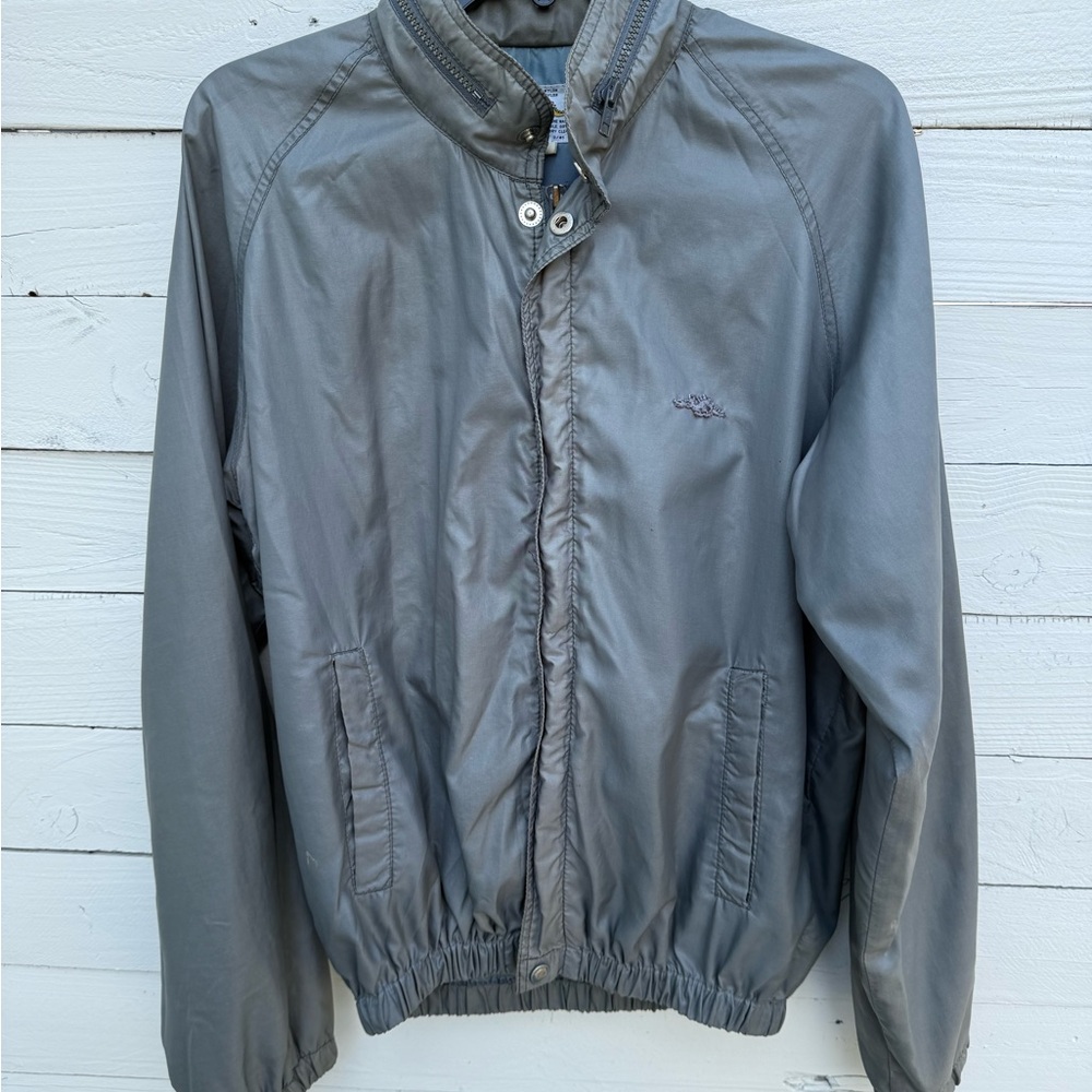 Vintage 1980's Sears Dragon Harrington Jacket Mens Large Grey Nylon Windbreaker